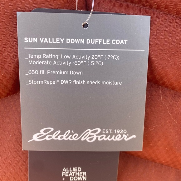 EDDIE BAUER SUN VALLEY DOWN DUFFLE COAT IN DARK SABLE SZ PETITE LARGE - Picture 10 of 16